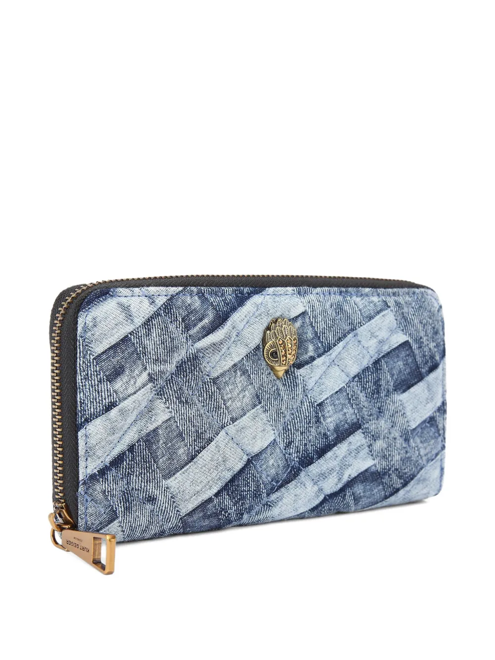 Kurt Geiger Denim Weave Zip-around Wallet In Blue