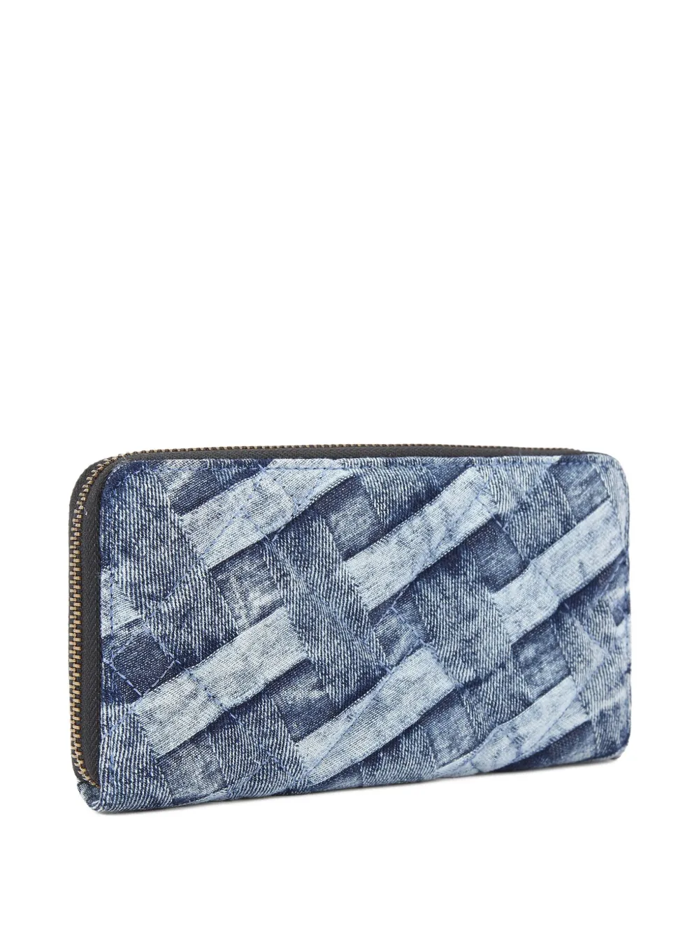 Kurt Geiger Denim Weave Zip-around Wallet In Blue