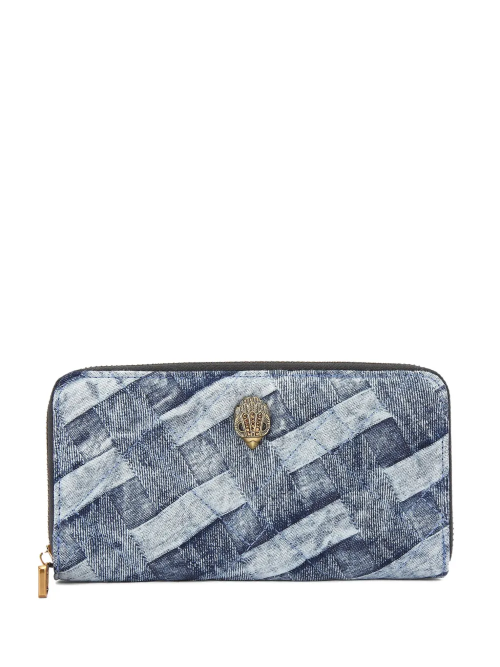 Kurt Geiger Denim Weave Zip-around Wallet In Blue