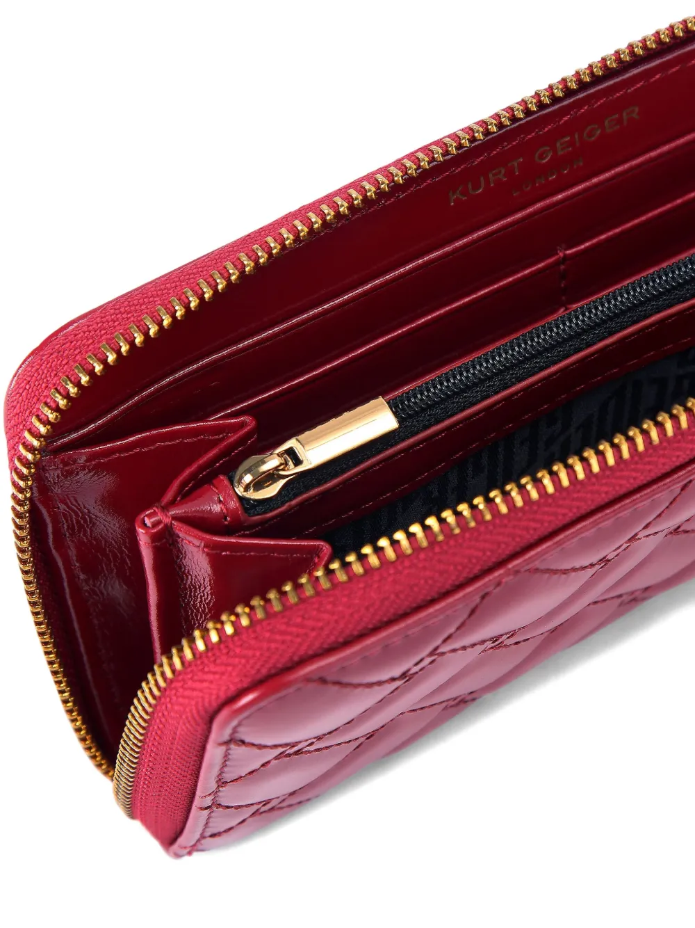 Kurt Geiger London Kensington gewatteerde portemonnee met rits Rood