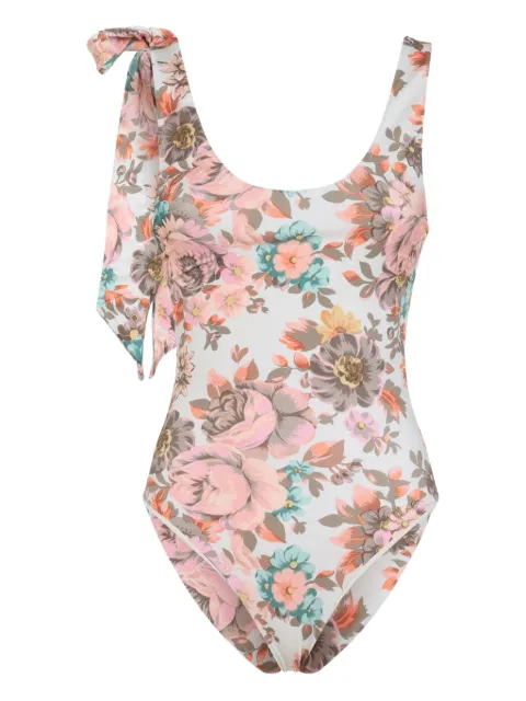 Chloé knotted-straps floral swimsuit