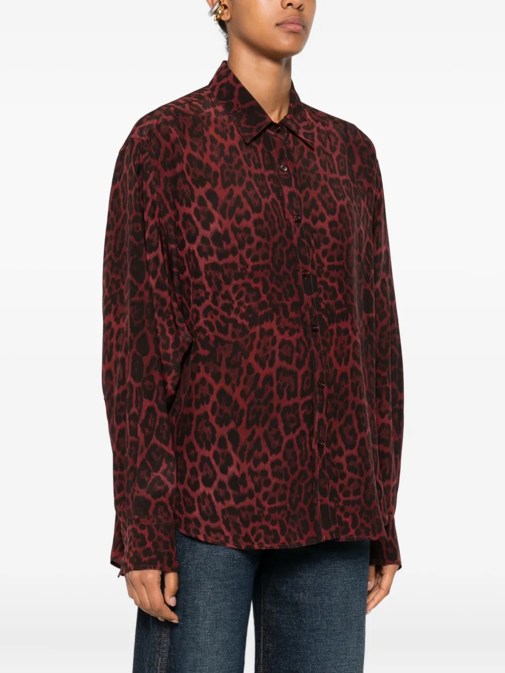 Stella McCartney leopard-print buttoned shirt Rood