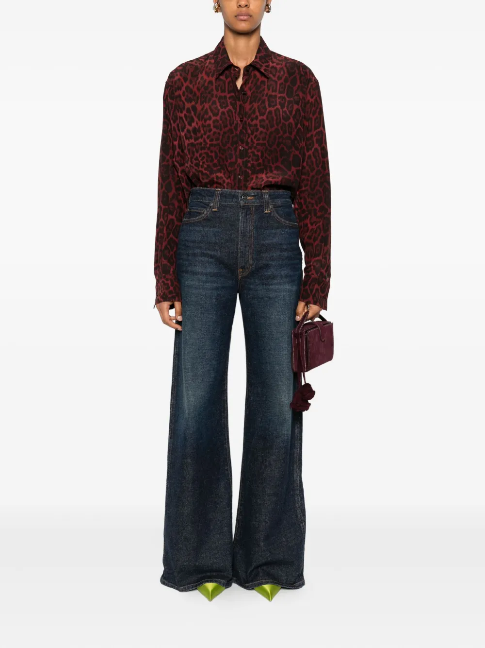 Stella McCartney leopard-print buttoned shirt Rood
