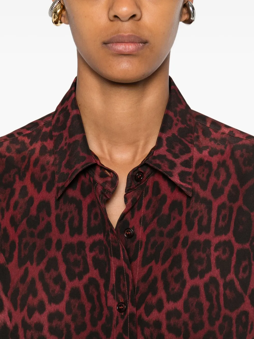 Stella McCartney leopard-print buttoned shirt Rood