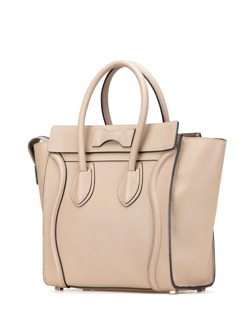 Pre-owned Celine 2013 Micro Leather Luggage Tote Bag In Brown