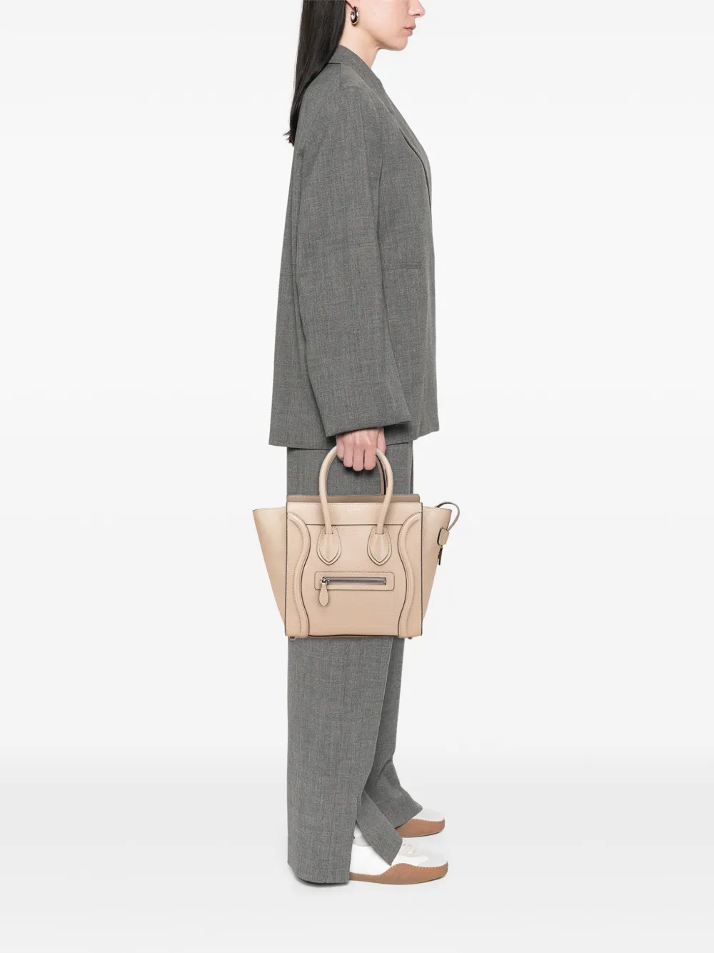 Pre-owned Celine 2013 Micro Leather Luggage Tote Bag In Brown