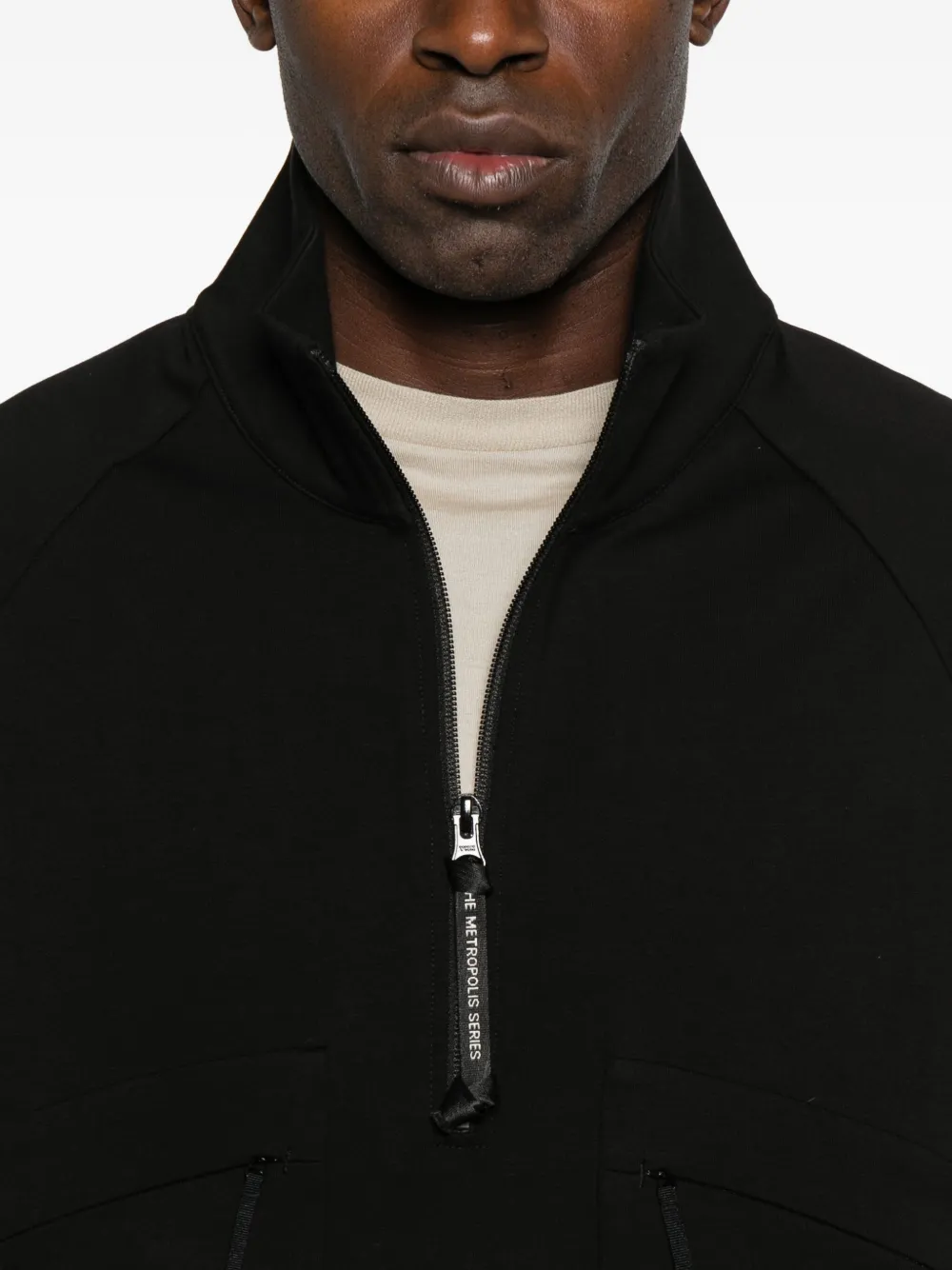 C.p. Company Cp Company Sweatshirts Polo Collar In Stretch Fleece In Black