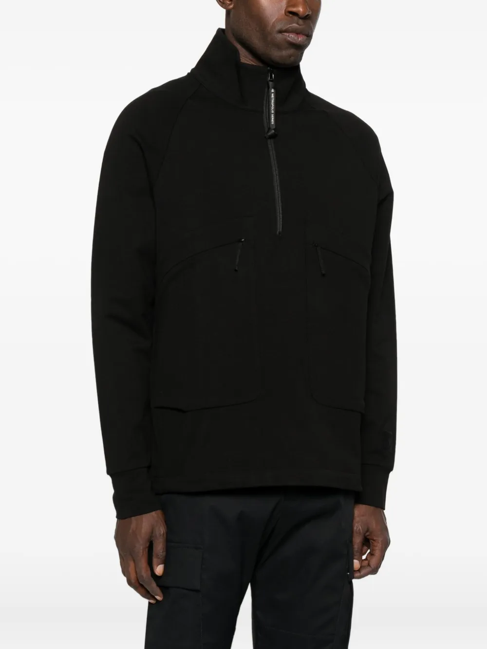 C.p. Company Cp Company Sweatshirts Polo Collar In Stretch Fleece In Black