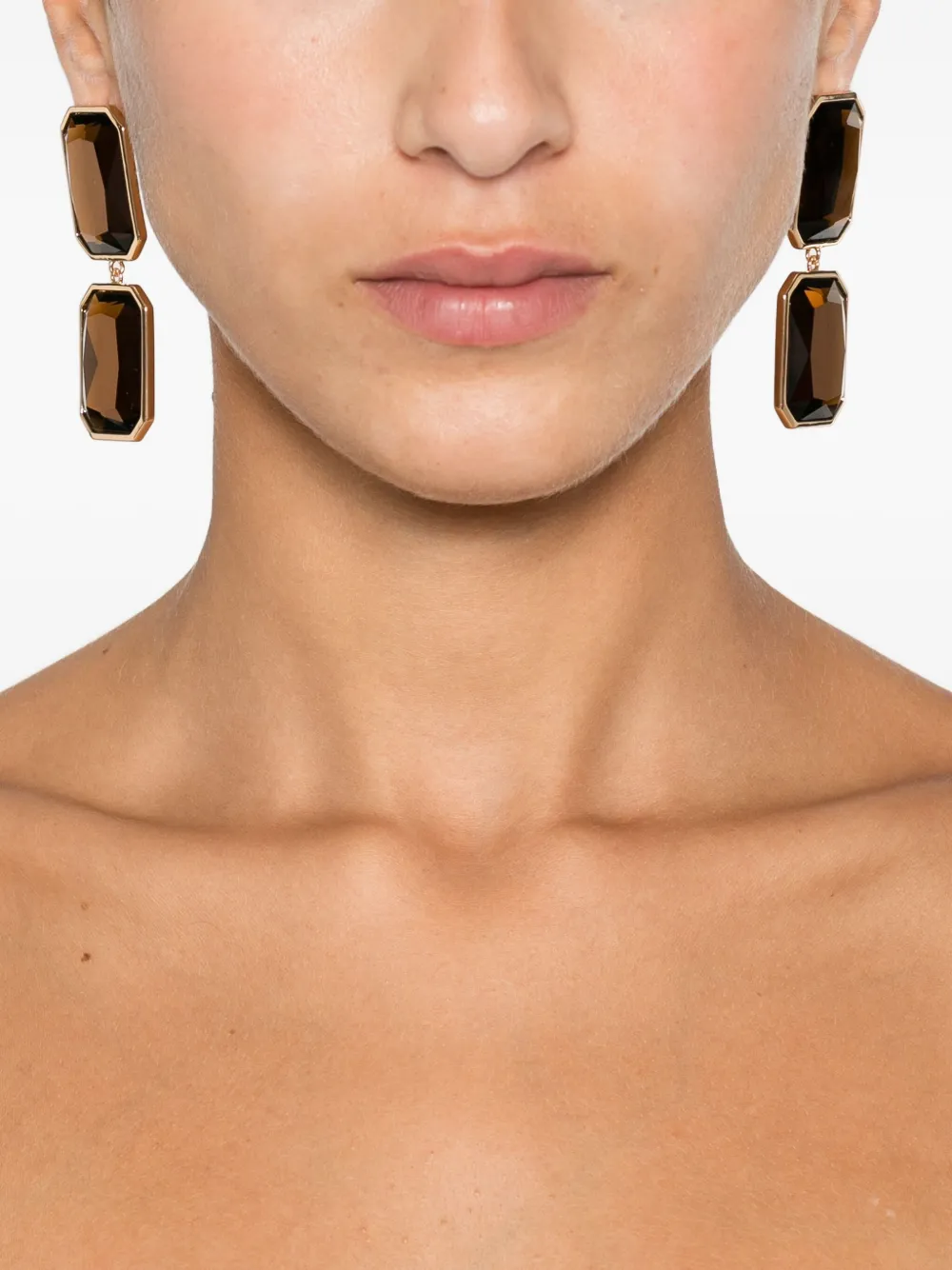 Self-Portrait geometric-cut stone earrings - Goud