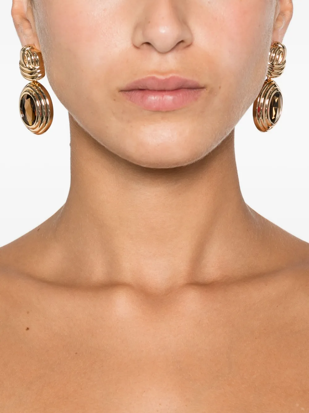 Self-Portrait twisted-detail earrings - Goud