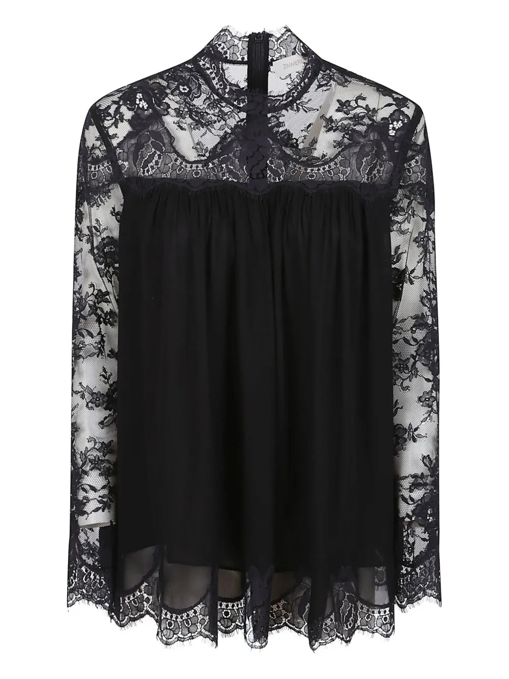 ZIMMERMANN lace-panel high-neck top Zwart