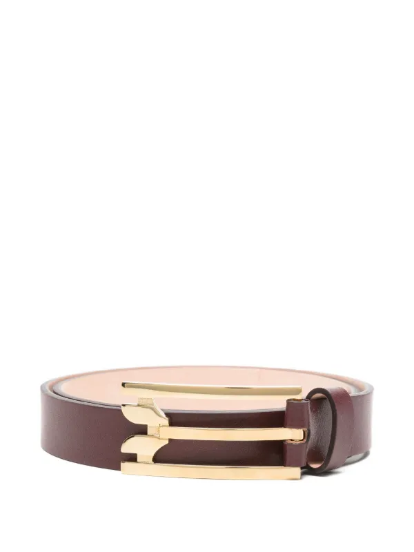 Victoria Beckham Leather Buckle Belt in Red