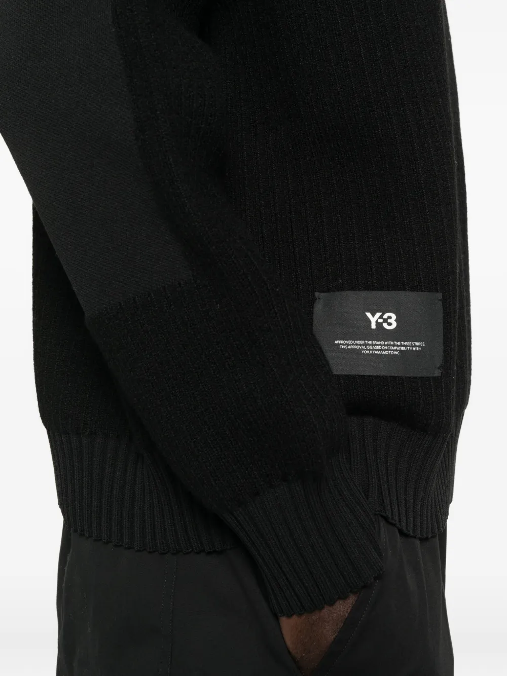 Y-3 Geribbelde sweater met ronde hals Zwart
