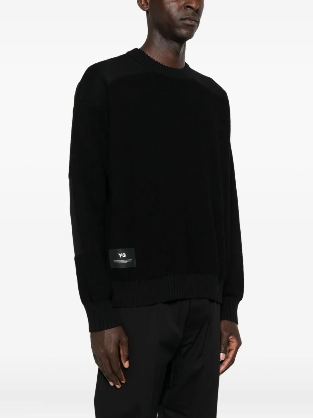 Y-3 Geribbelde sweater met ronde hals Zwart