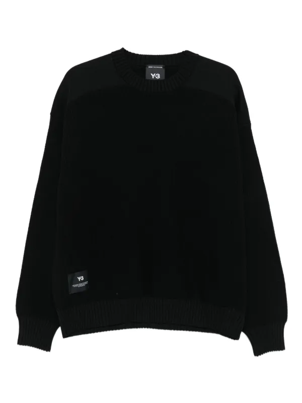 Ｙ-3 ブラックニットセーター Y-3 クルーネック セーター | ブラック | FARFETCH JP