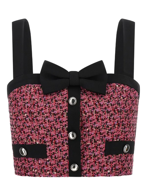 Alessandra Rich Sequin-embellished Tweed Top in Pink