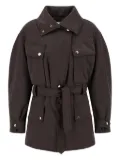 THE ANDAMANE belted-waistband multi-pocket jacket - Brown