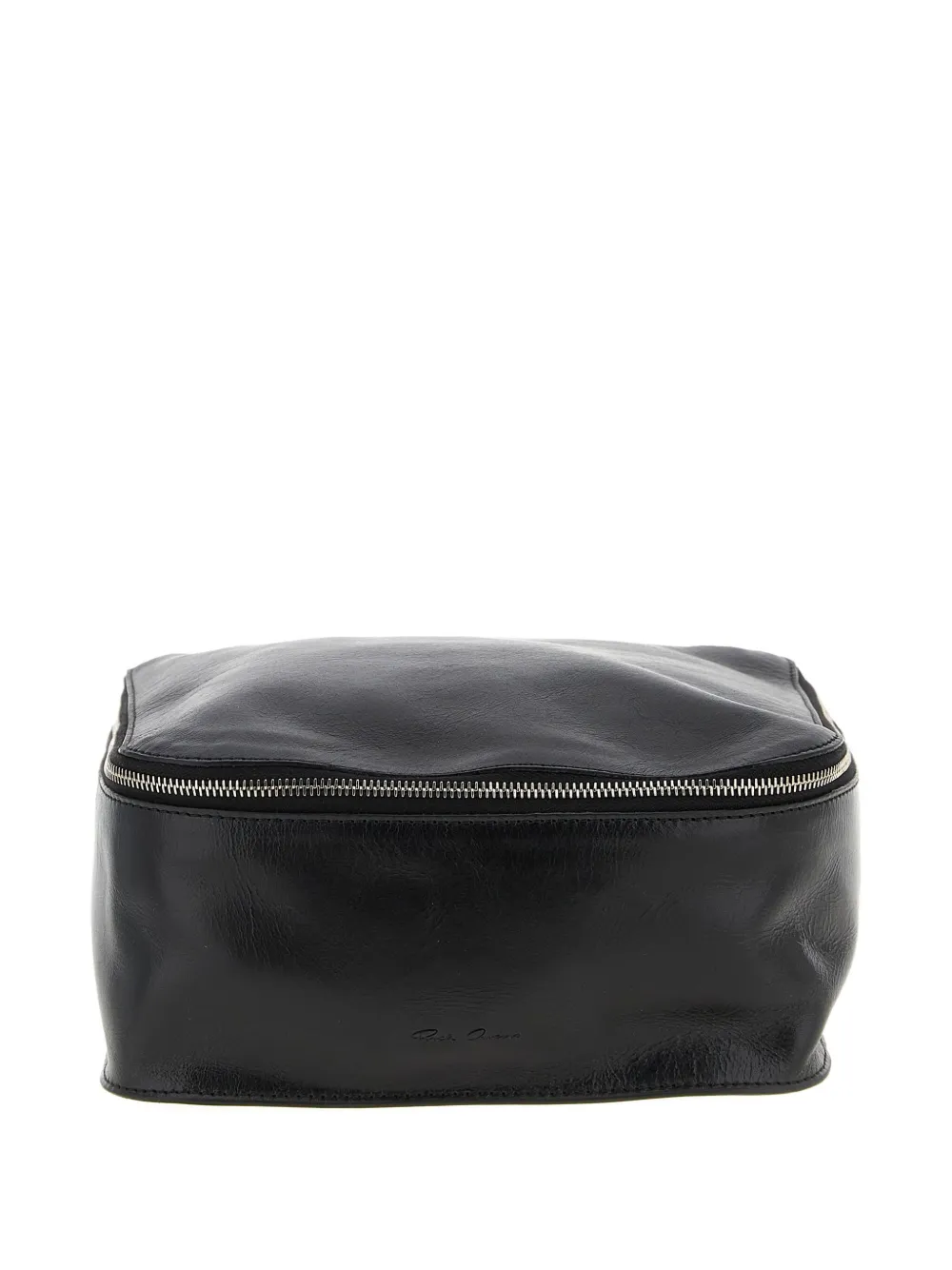 Rick Owens hammered-leather zip wash bag - Nero