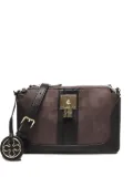 V°73 lock-detail suede shoulder bag - Black
