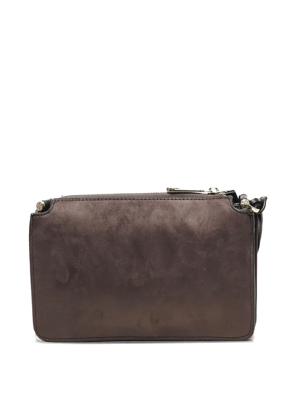V73 Lock-detail Suede Shoulder Bag In Black