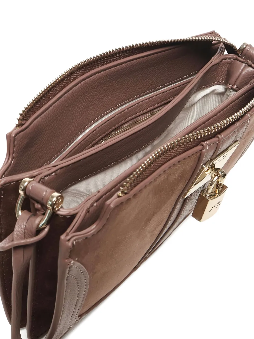 V73 Padlock Double-zip Shoulder Bag In Brown