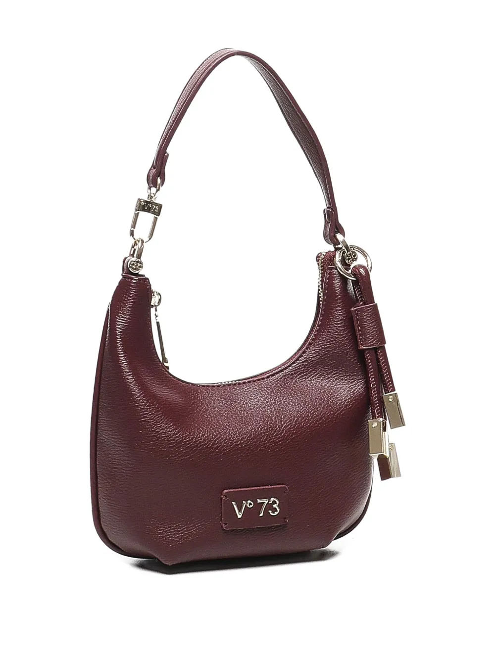 V73 Zip-fastening Half-moon Shoulder Bag In Red