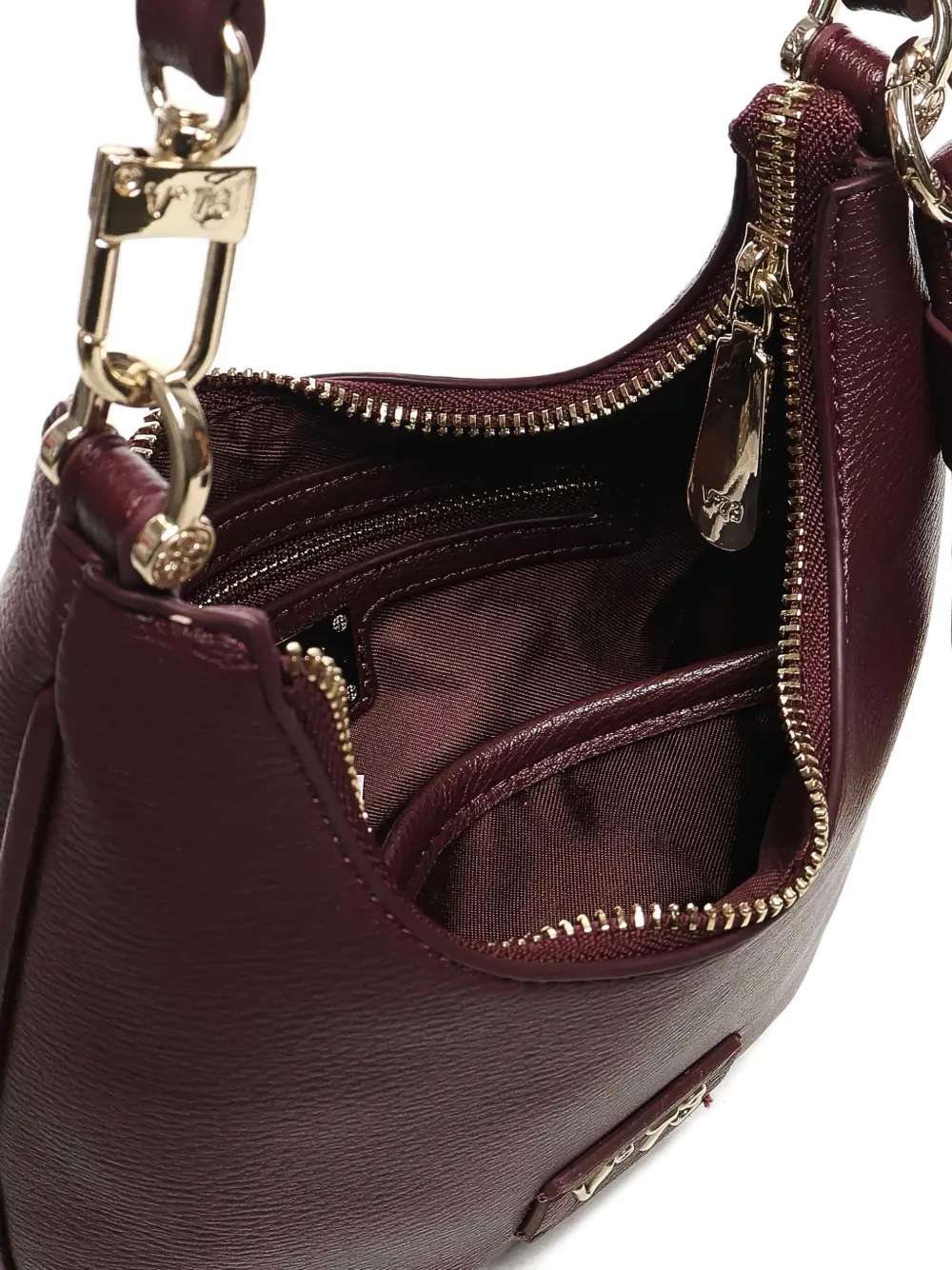 V73 Zip-fastening Half-moon Shoulder Bag In Red