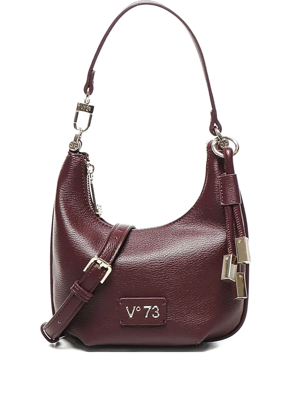 V73 Zip-fastening Half-moon Shoulder Bag In Red