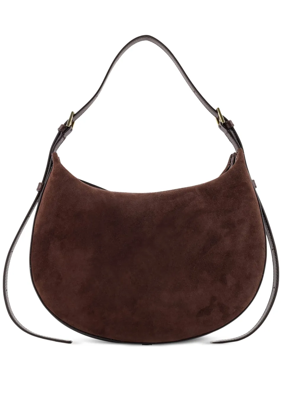 Atp Atelier Curved Suede Shoulder Bag In Brown
