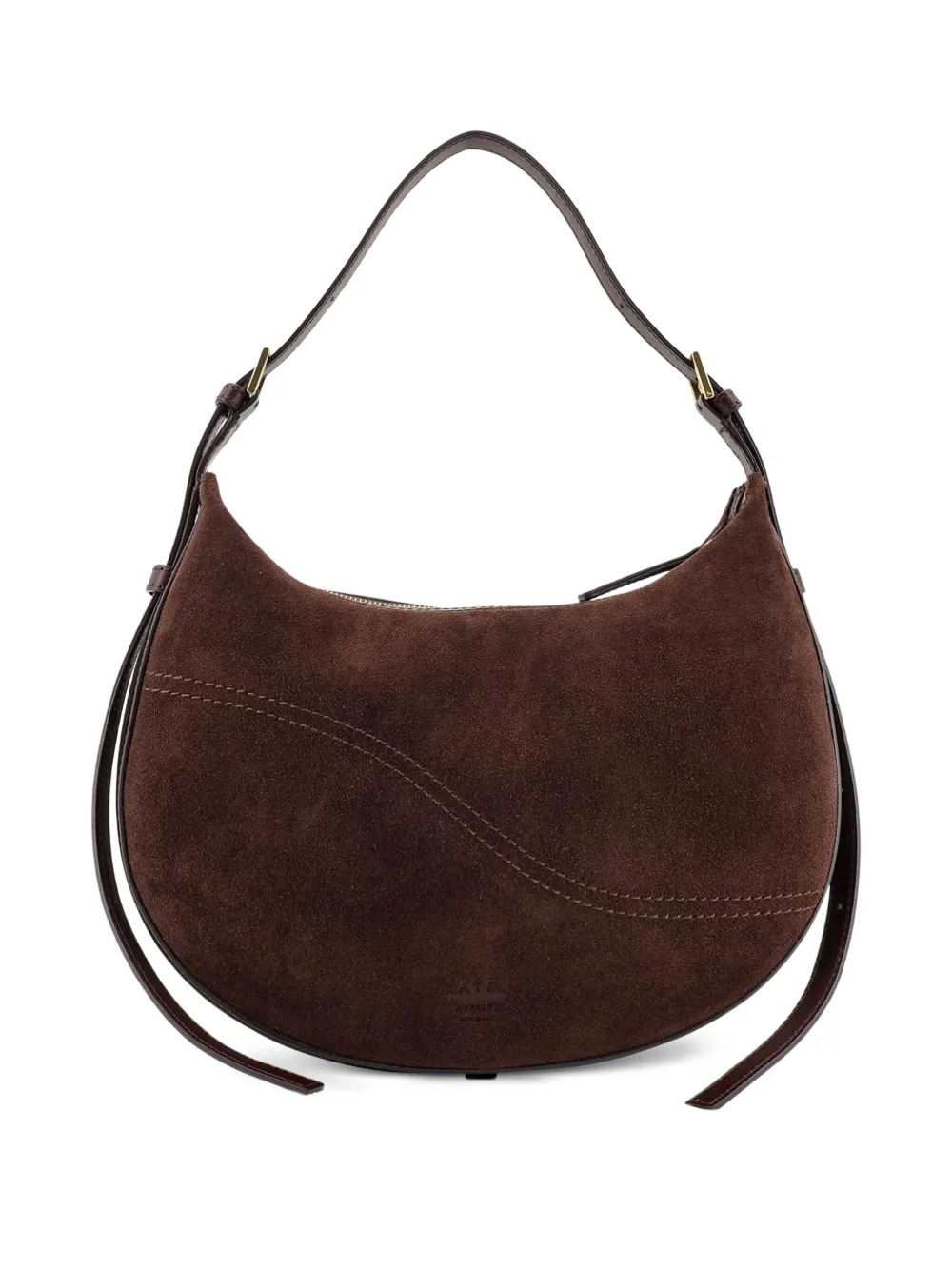 Atp Atelier Curved Suede Shoulder Bag In Brown