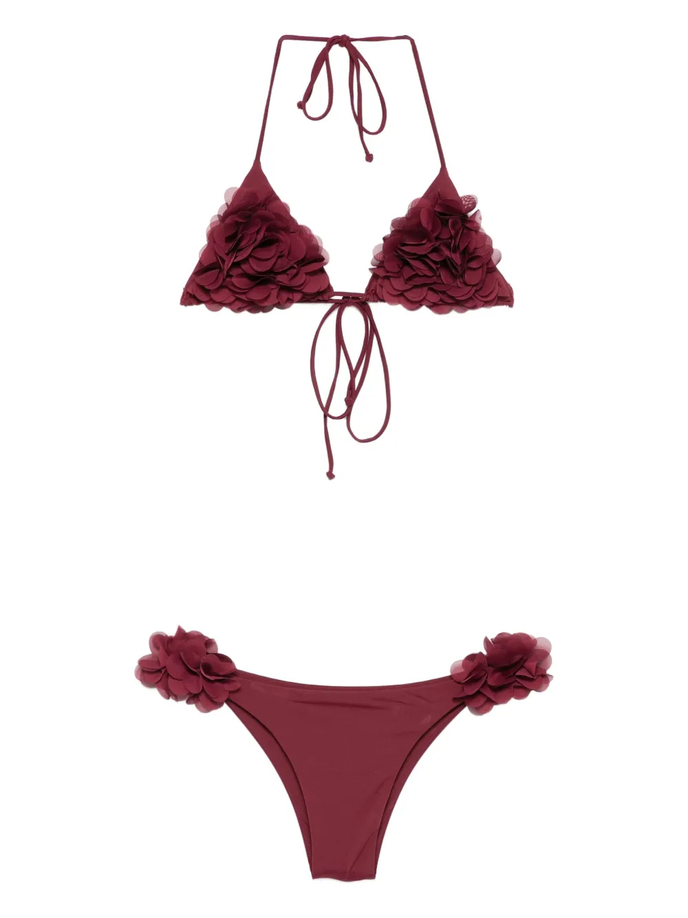 La Reveche Shayna flower-embellished bikini - レッド La Reveche Shayna flower-embellished bikini - レッド
