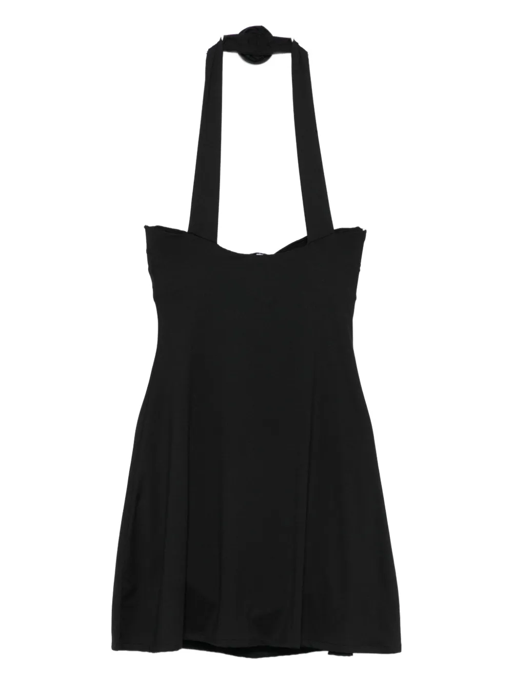 La Reveche halter-neck rose-embellished mini dress - Zwart