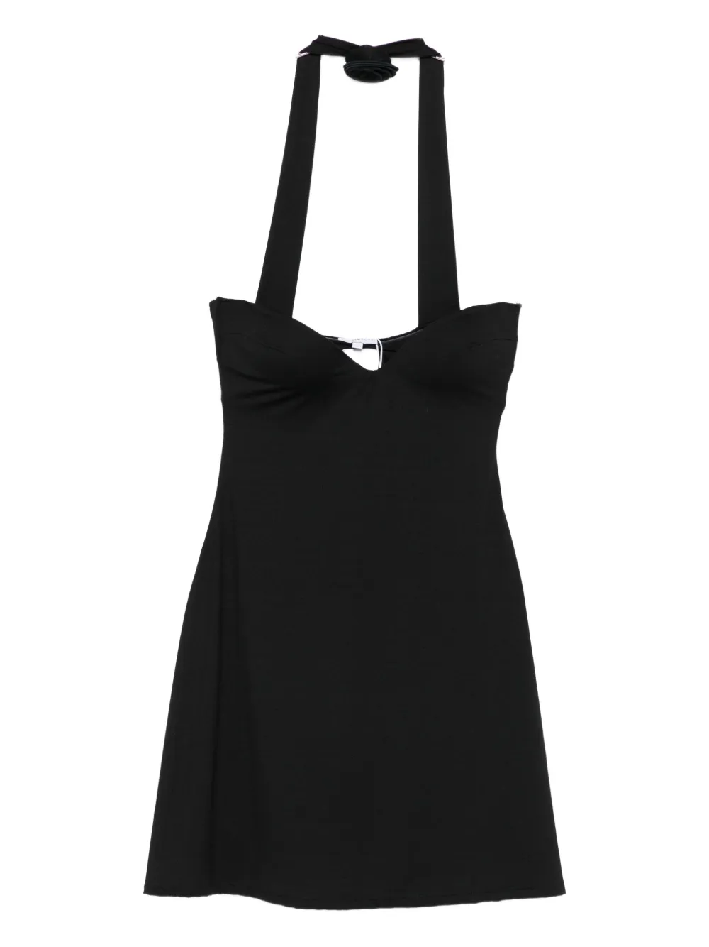 La Reveche halter-neck rose-embellished mini dress - Nero