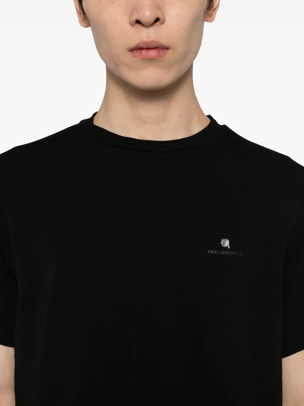Karl Lagerfeld Ikon-embossed T-shirt In Black