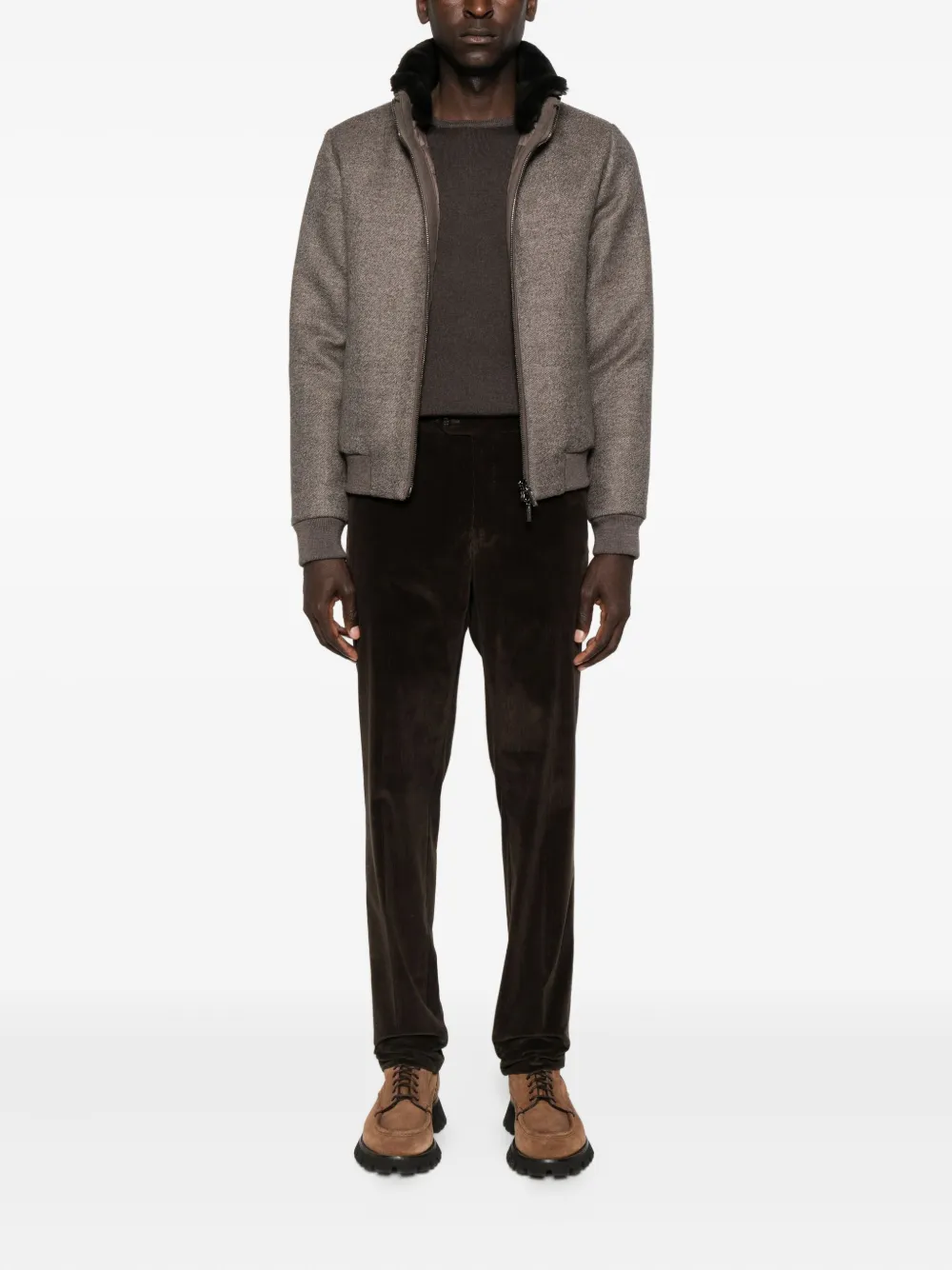 Corneliani Ribfluwelen broek - Bruin