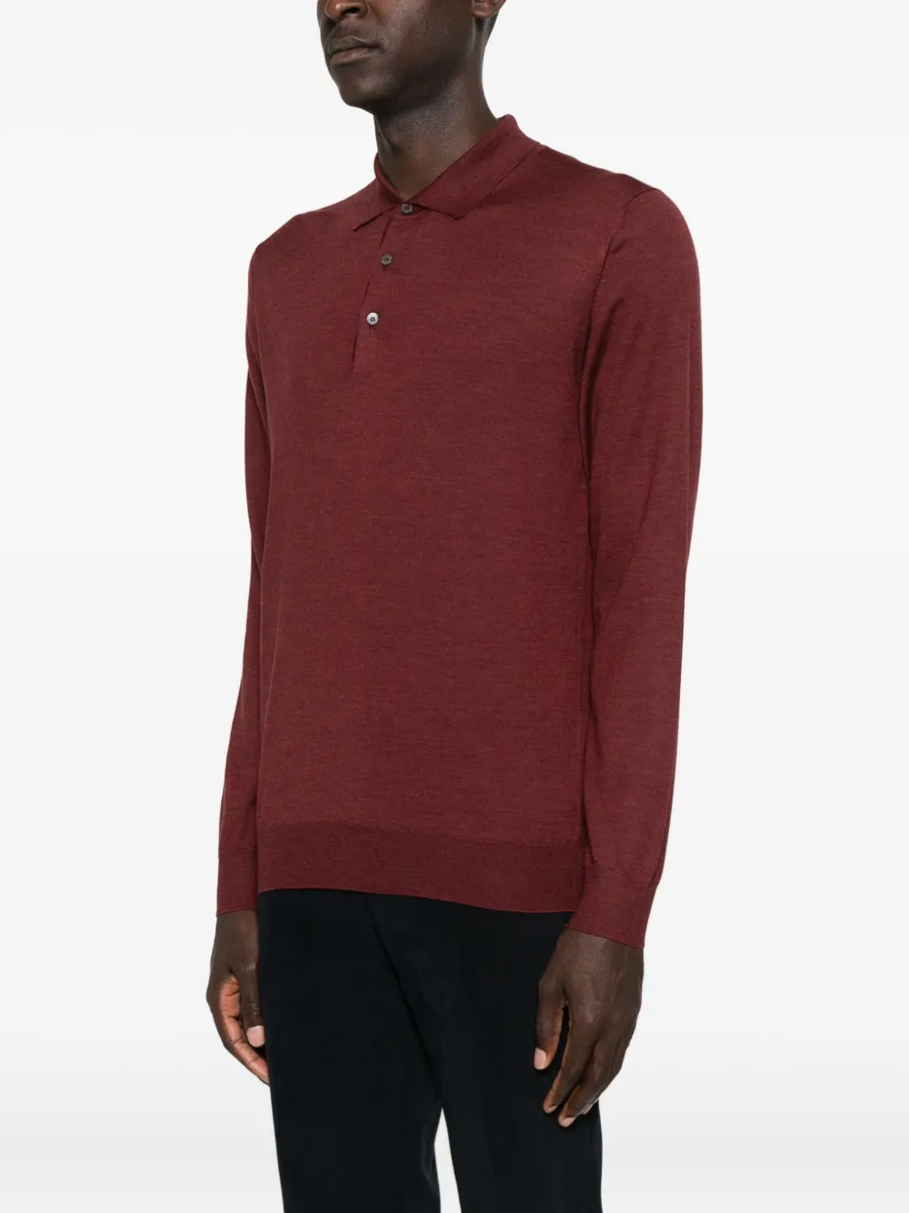 Corneliani Long-sleeve Polo Shirt In Burgundy