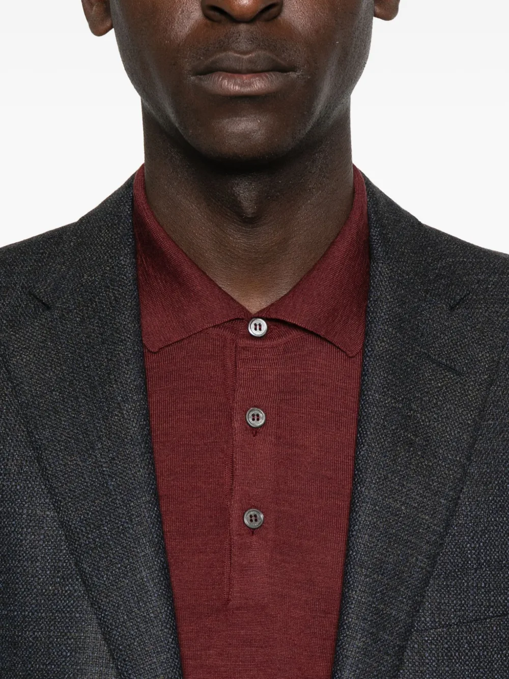 Corneliani Long-sleeve Polo Shirt In Burgundy