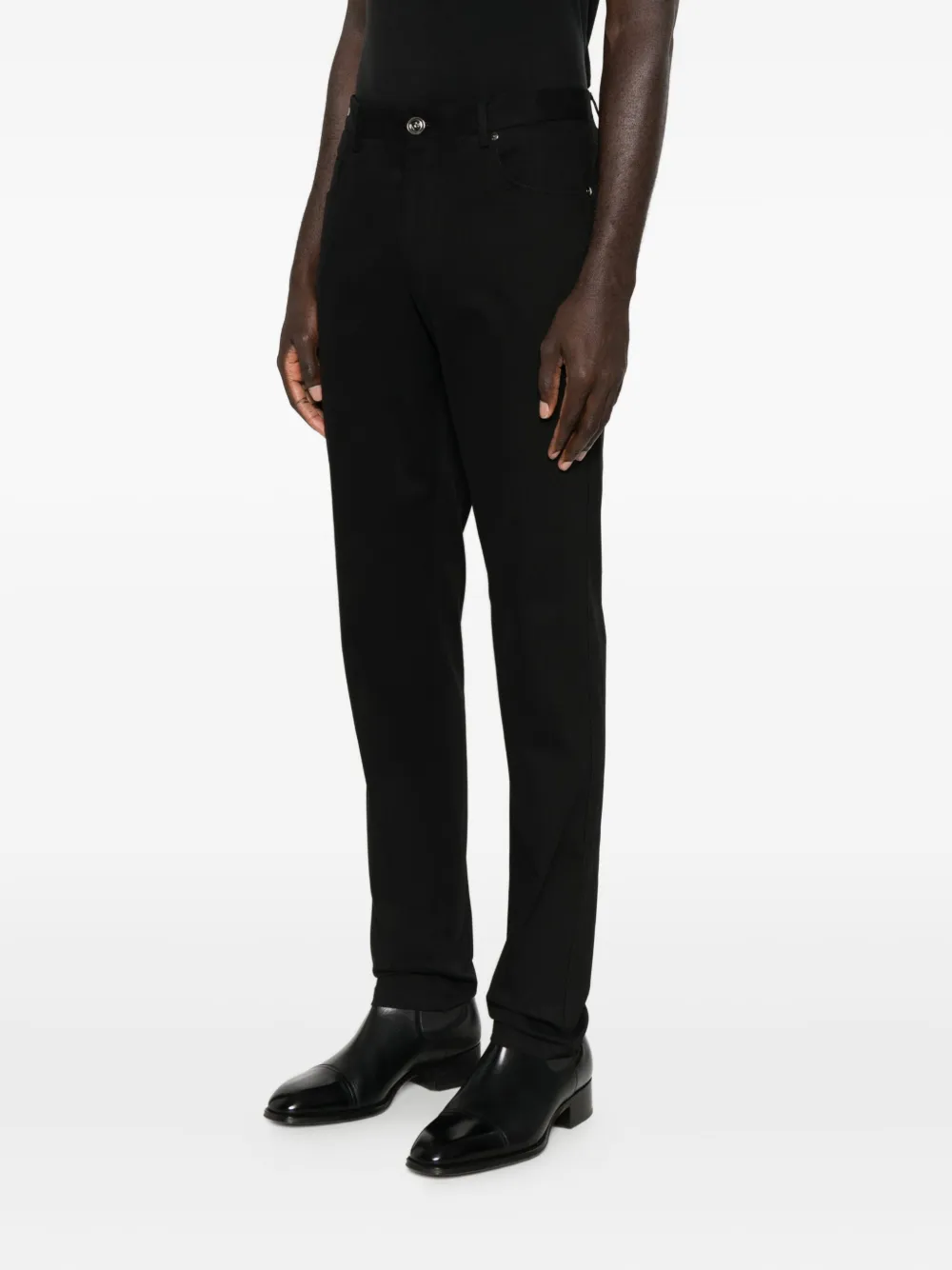 Corneliani Five-pocket Cotton Trousers In Black