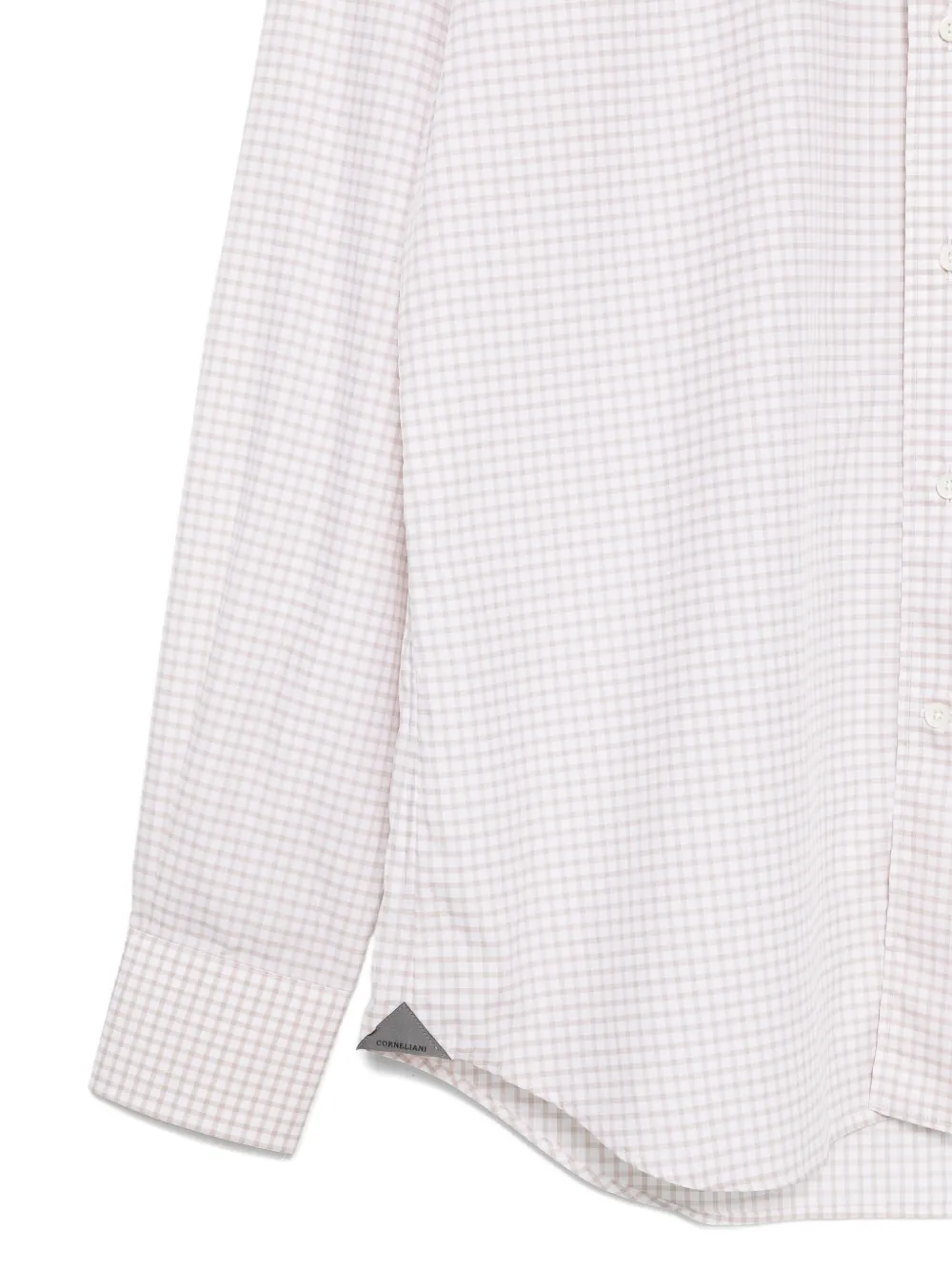 Corneliani Check-print Long-sleeved Shirt In White