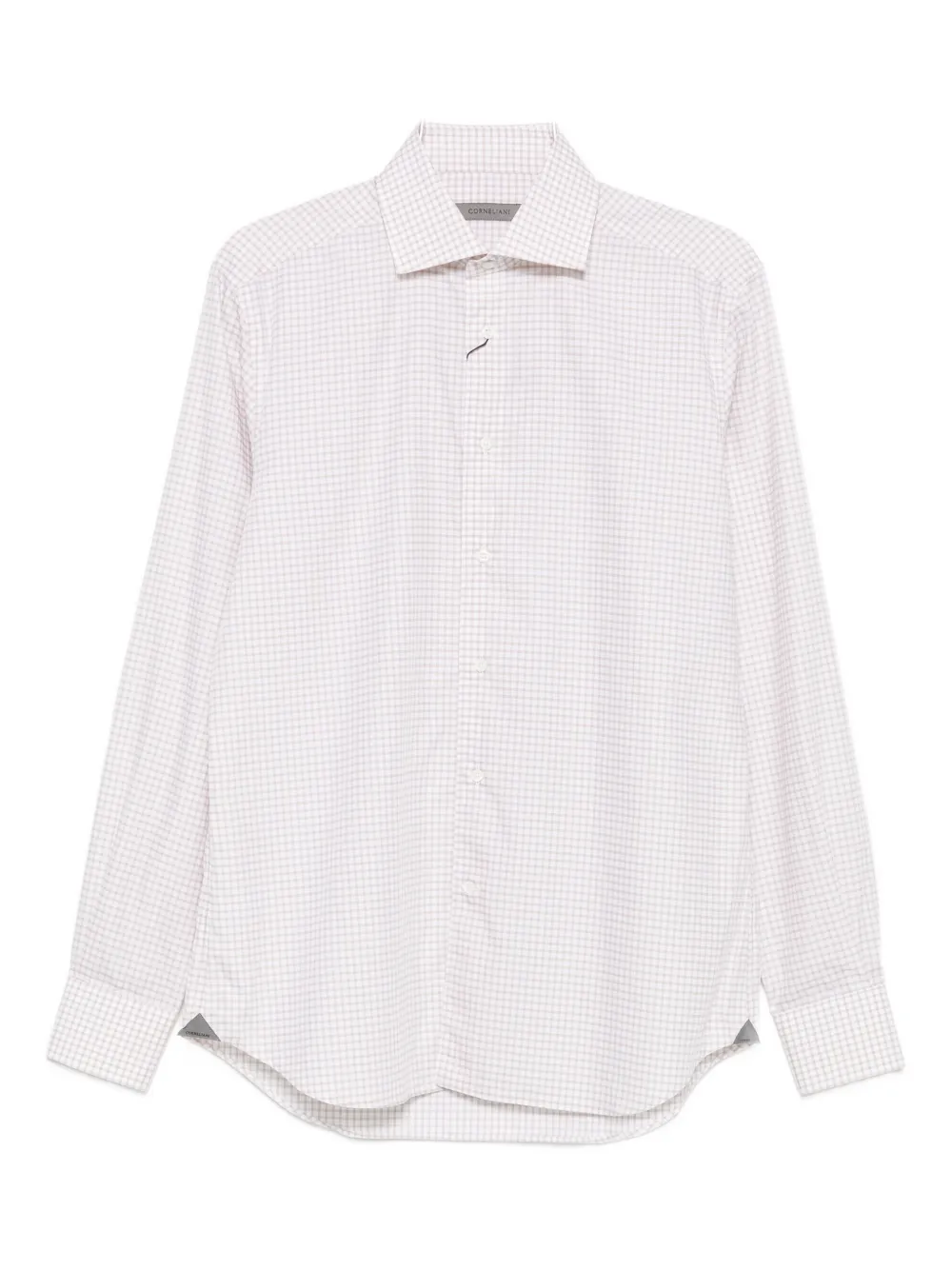 Corneliani Check-print Long-sleeved Shirt In White