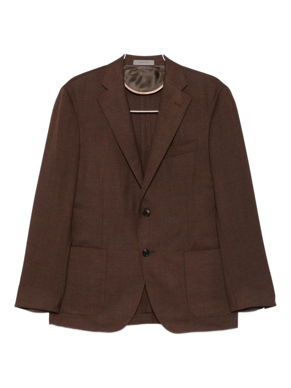 Corneliani Chocolate Brown Virgin Wool Linen Blended Single Breasted Blazer In Brown