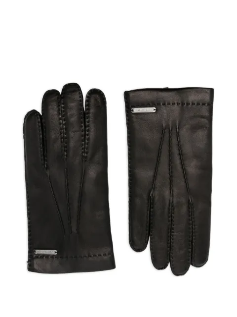 Corneliani leather stitch-detail gloves