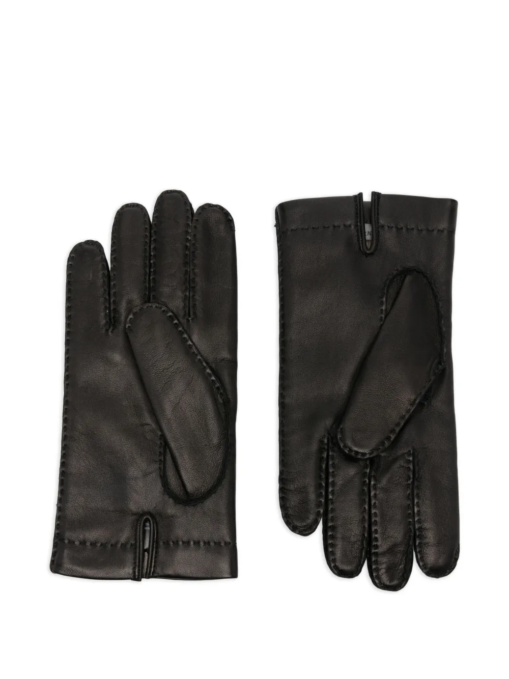 Corneliani Leren handschoenen met stikseldetail - Zwart