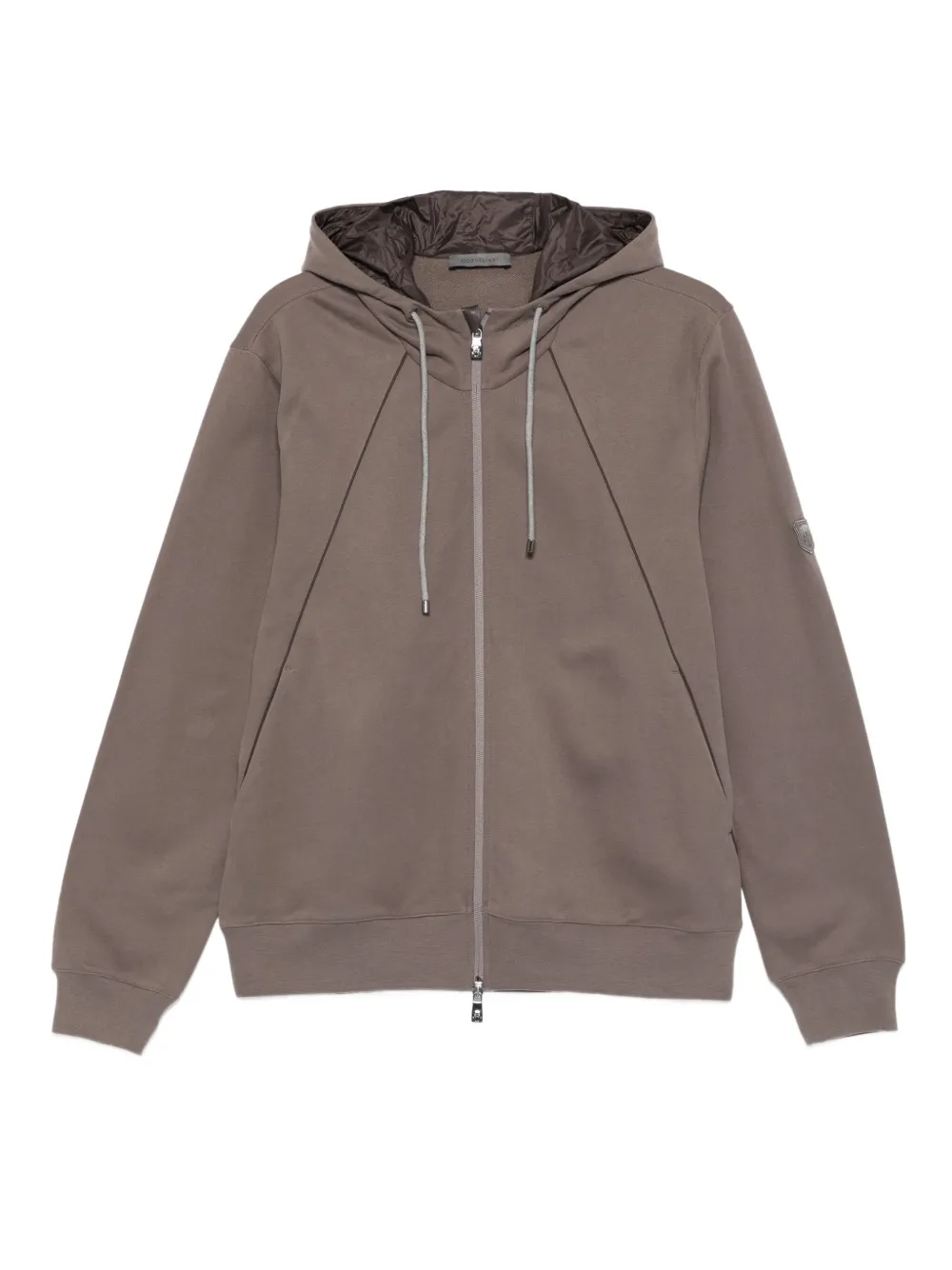 Corneliani panelled zip-up hoodie | Brown | Image 1