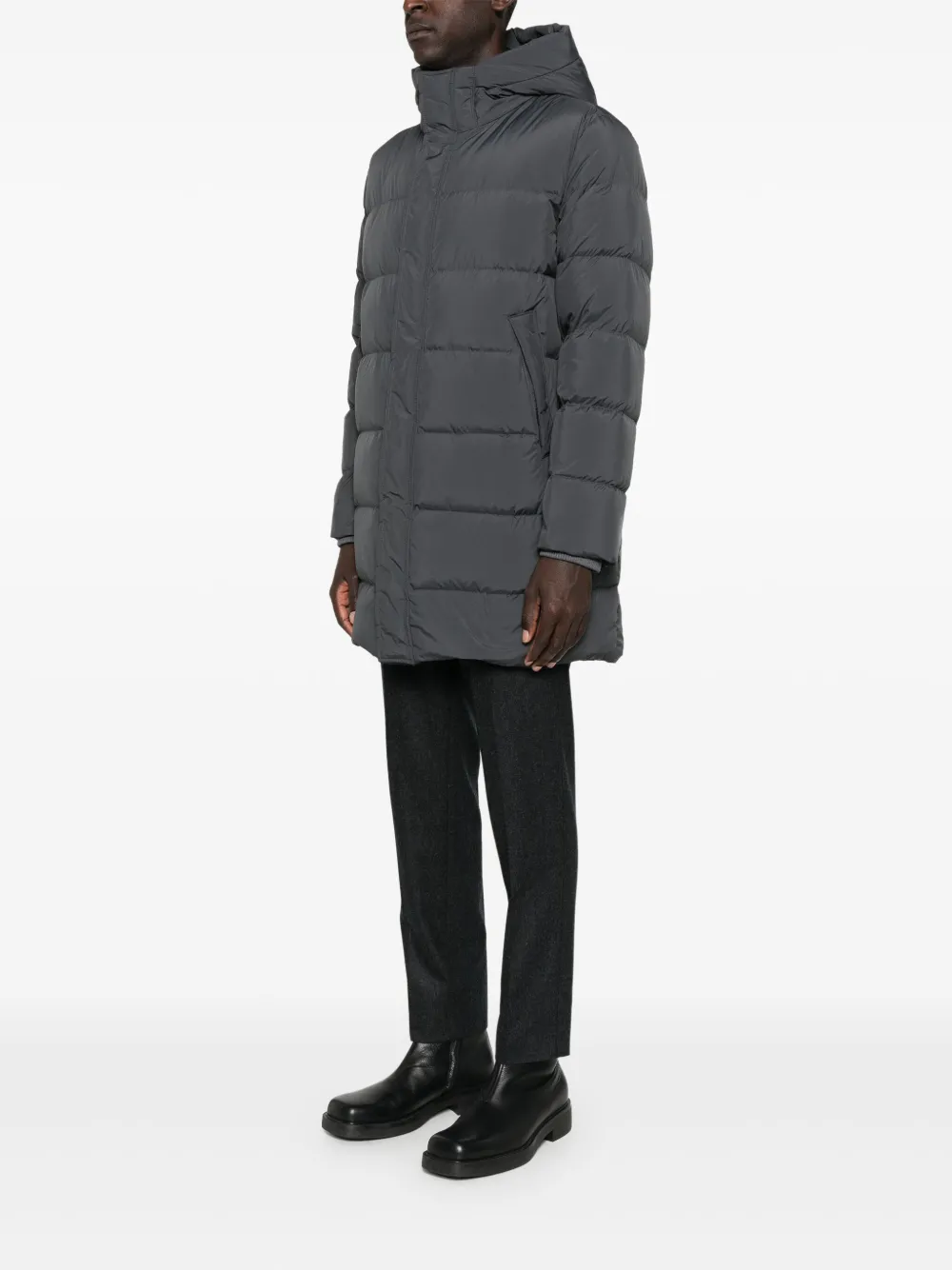 Corneliani Gewatteerde jas met capuchon Grijs