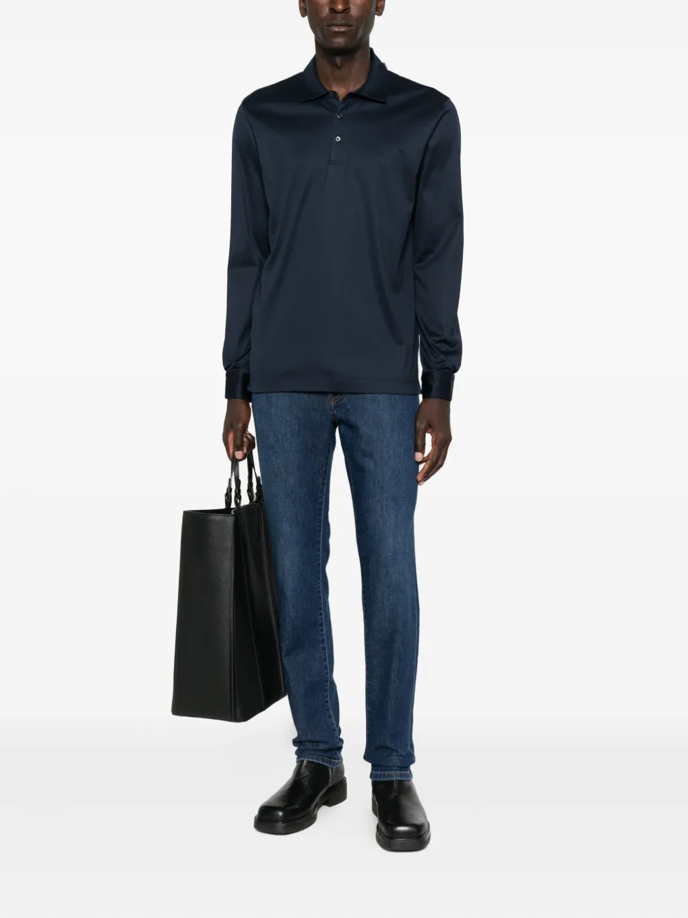 Corneliani Poloshirt met lange mouwen - Zwart
