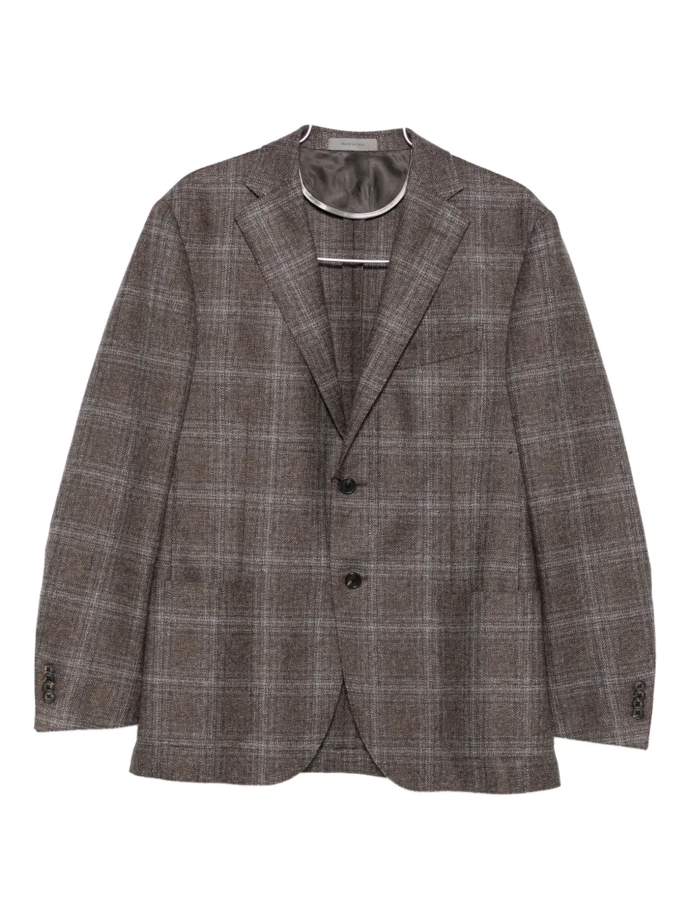 Corneliani Checked Two-button Blazer In Brown