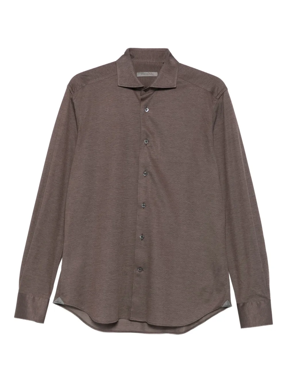 Corneliani textured long-sleeved shirt | Brown | Image 1