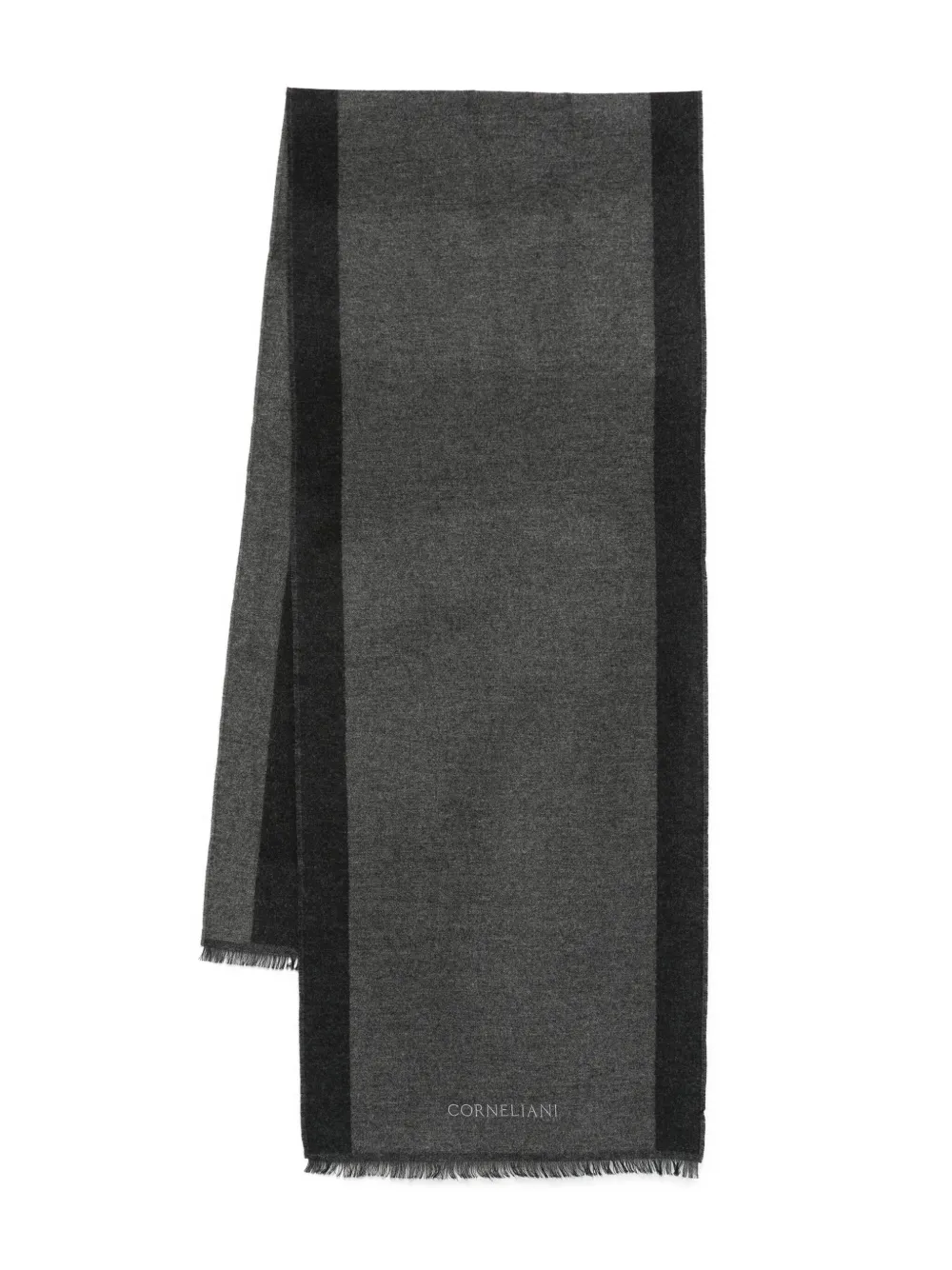 Corneliani logo-detail wool scarf | Grey | Image 1