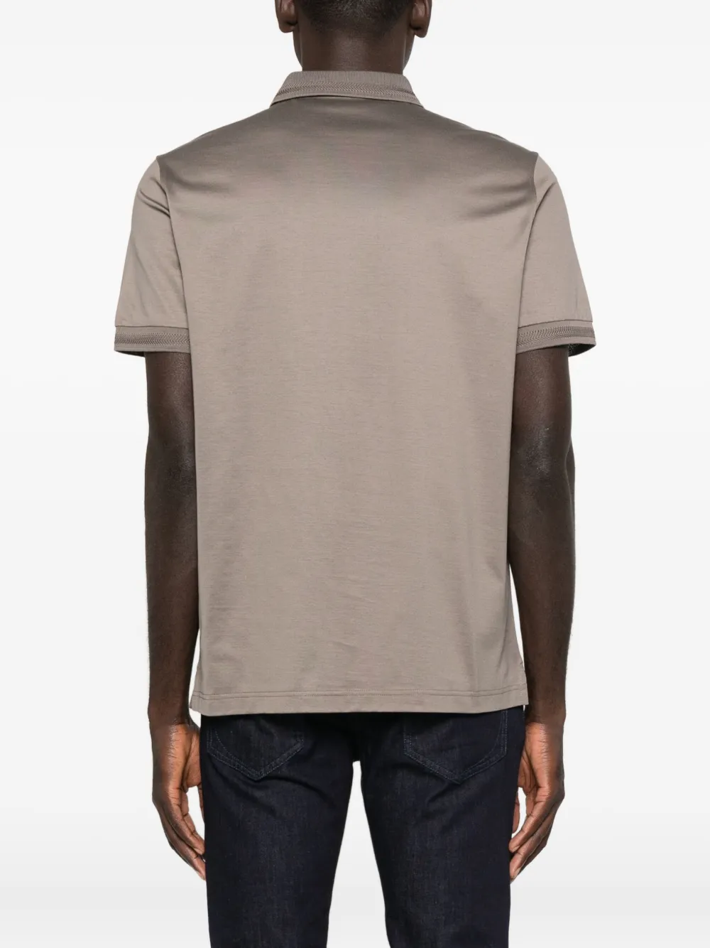 Corneliani Ribbed-collar Polo Shirt In Brown